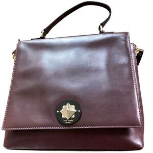 Kate Spade Leather St Abbie Satchel Bag Burgundy Wine Color Turn Lock Handbag